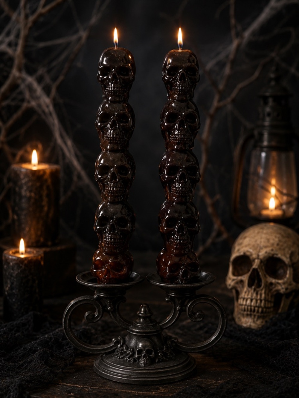 Stacked Skulls Tapered Candles by 13th & Elm, 2 pack NWT